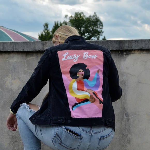 Hand Painted Lady Boss Jean Jacket - Picture 3 of 4